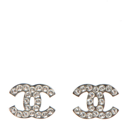 Chanel Crystal Timeless CC Earrings Silver 1 of 4