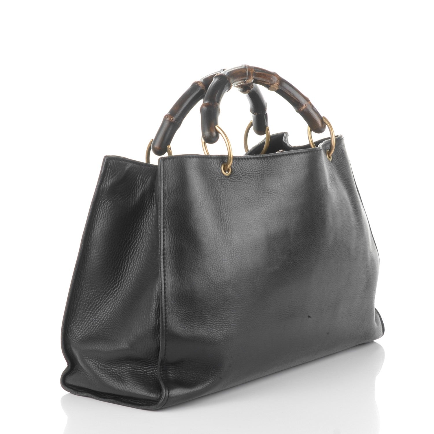 Gucci Calfskin Bamboo Handle Tote Black 3 of 7