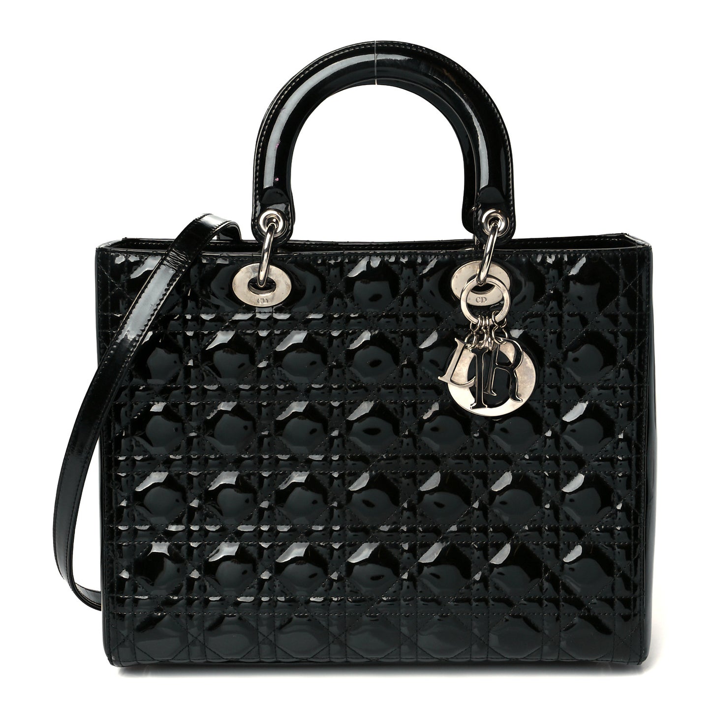 Patent Cannage Large Lady Dior Black