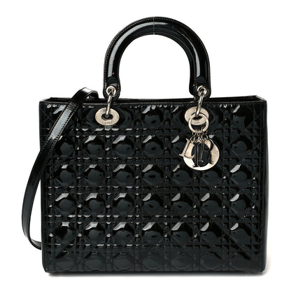 Christian Dior Patent Cannage Large Lady Dior Black 1 of 10