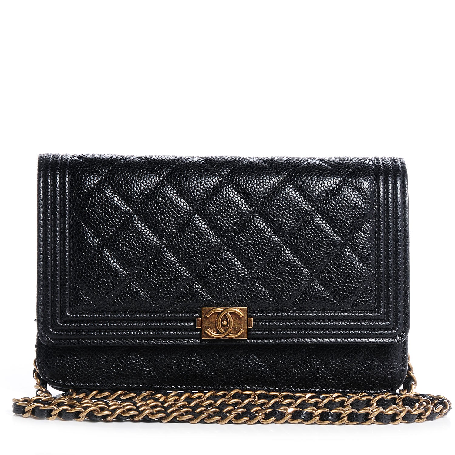 Chanel Caviar Quilted Boy Wallet On Chain WOC Black 1 of 8