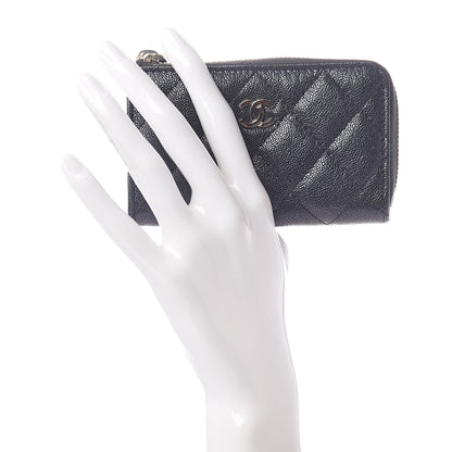 Chanel Iridescent Caviar Quilted Zipped Key Holder Case Black 2 of 7