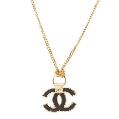 Chanel Metal Resin CC Pendant Necklace Gold 1 of 5