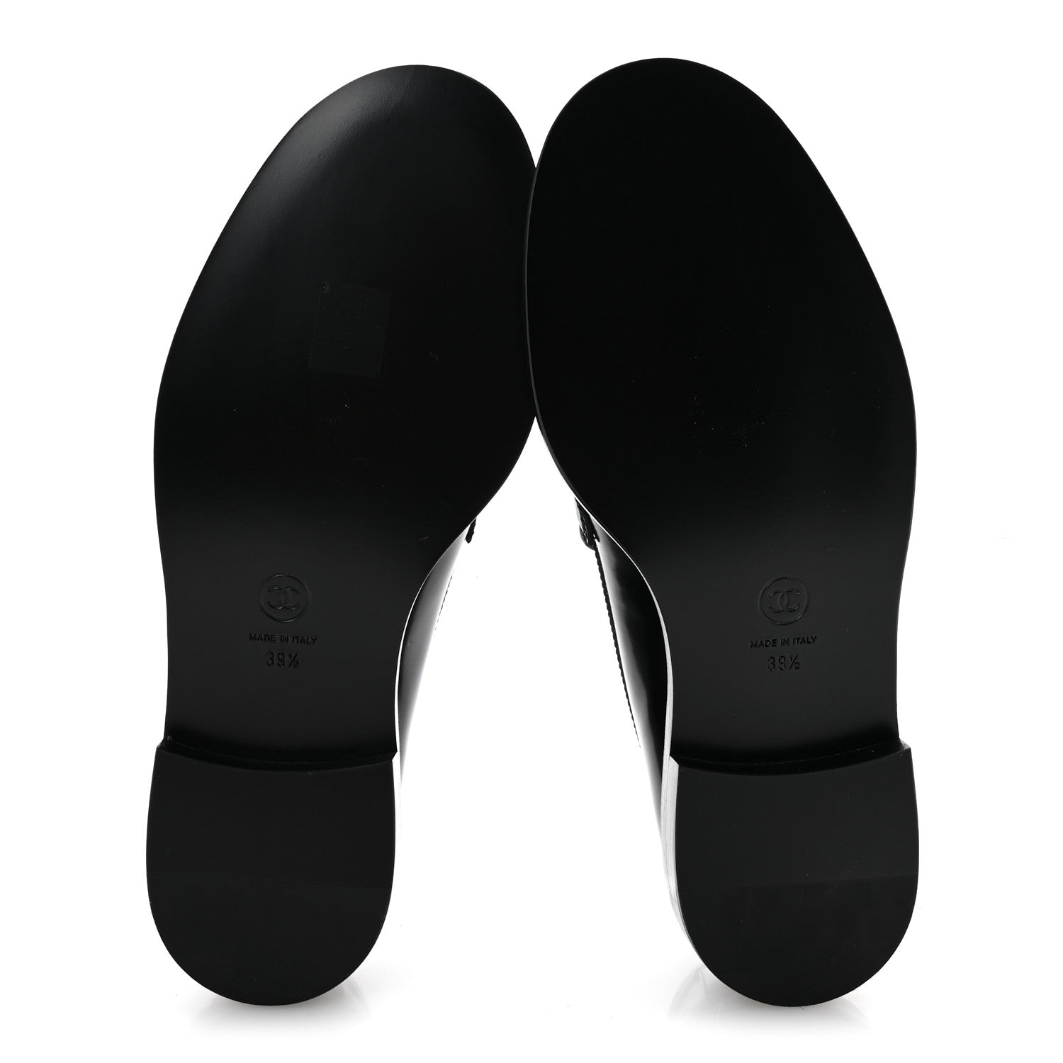 Chanel Shiny Calfskin Pearl CC Loafers 39.5 Black 6 of 9
