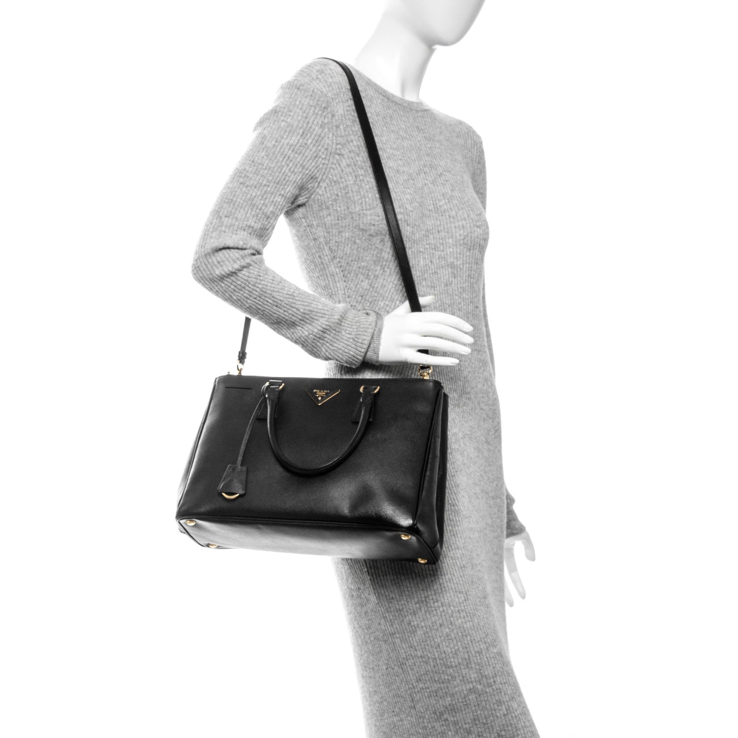 Prada Saffiano Medium Galleria Double Zip Tote Black 2 of 7