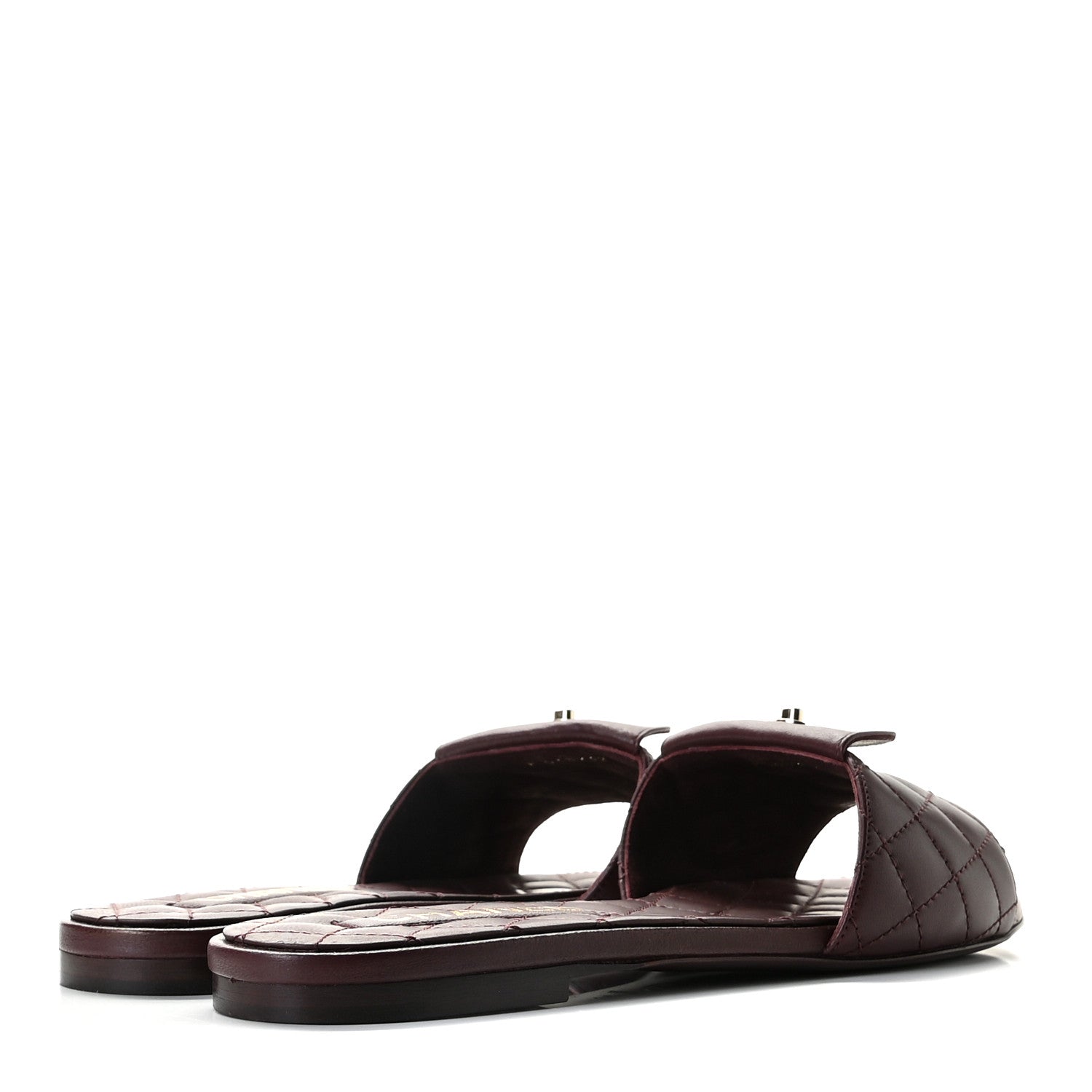 Chanel Lambskin Quilted CC Turnlock Sandals 40 Burgundy 5 of 12