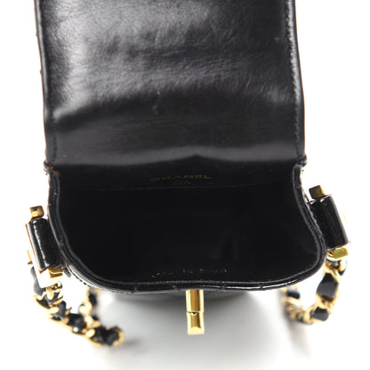 Chanel Patent Calfskin Quilted CC Phone Holder Black 5 of 10