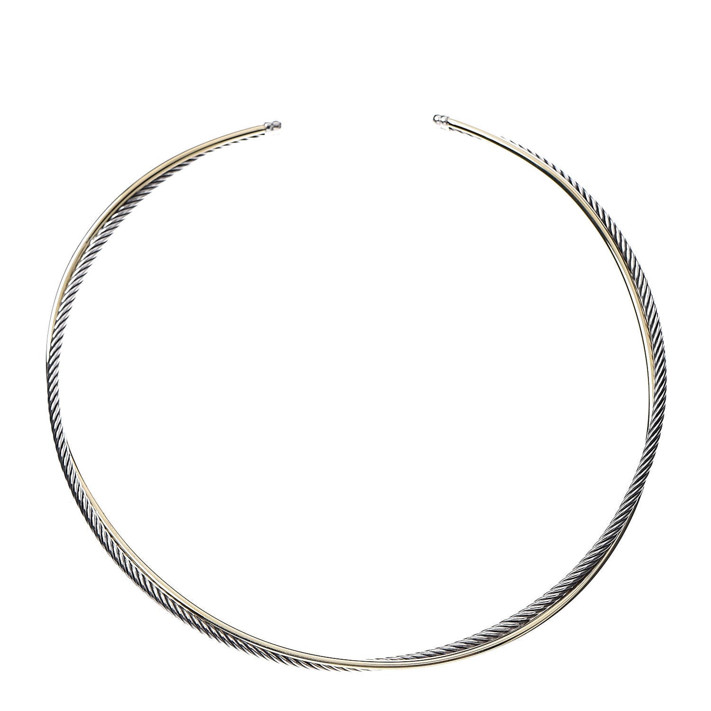 Sterling Silver 18K Yellow Gold 4mm Crossover Cable Choker Necklace