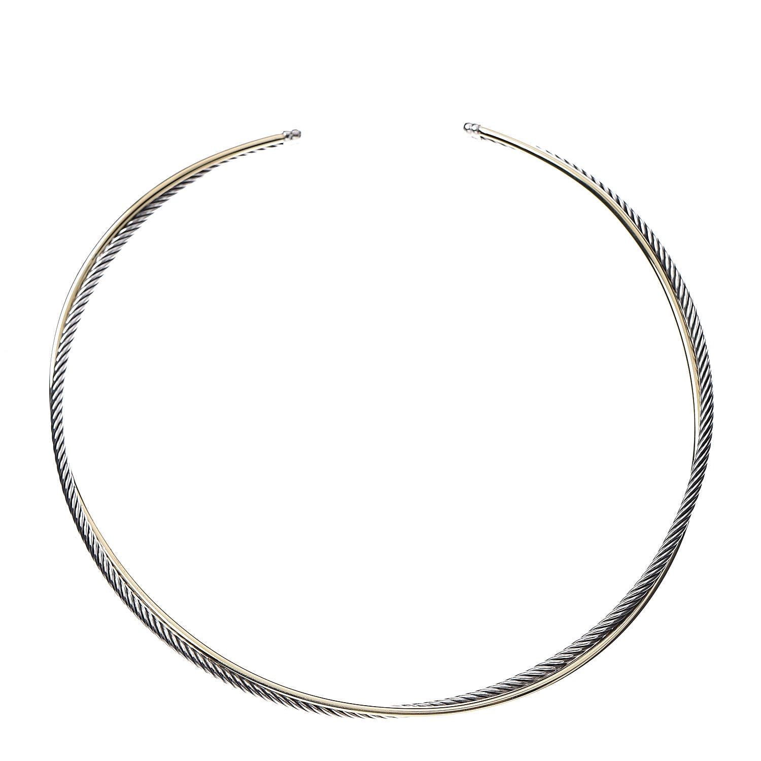 David Yurman Sterling Silver 18K Yellow Gold 4mm Crossover Cable Choker Necklace 1 of 4