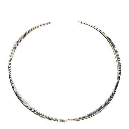 David Yurman Sterling Silver 18K Yellow Gold 4mm Crossover Cable Choker Necklace 1 of 4
