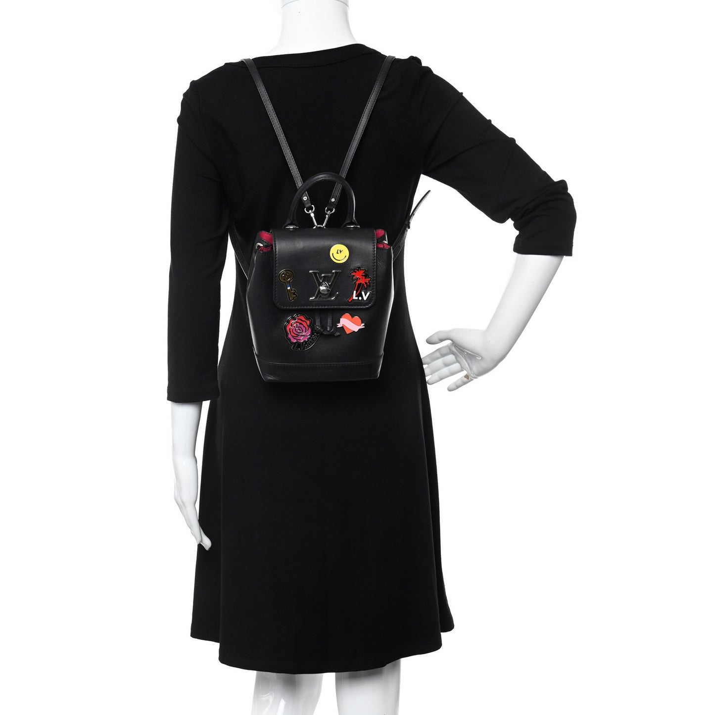 Soft Calfskin Pins My Lockme Mini Backpack Black