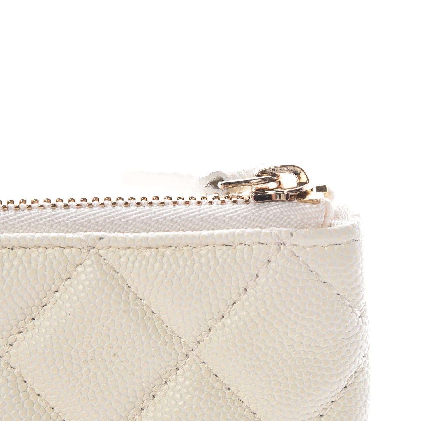 Caviar Quilted Small Cosmetic Case White