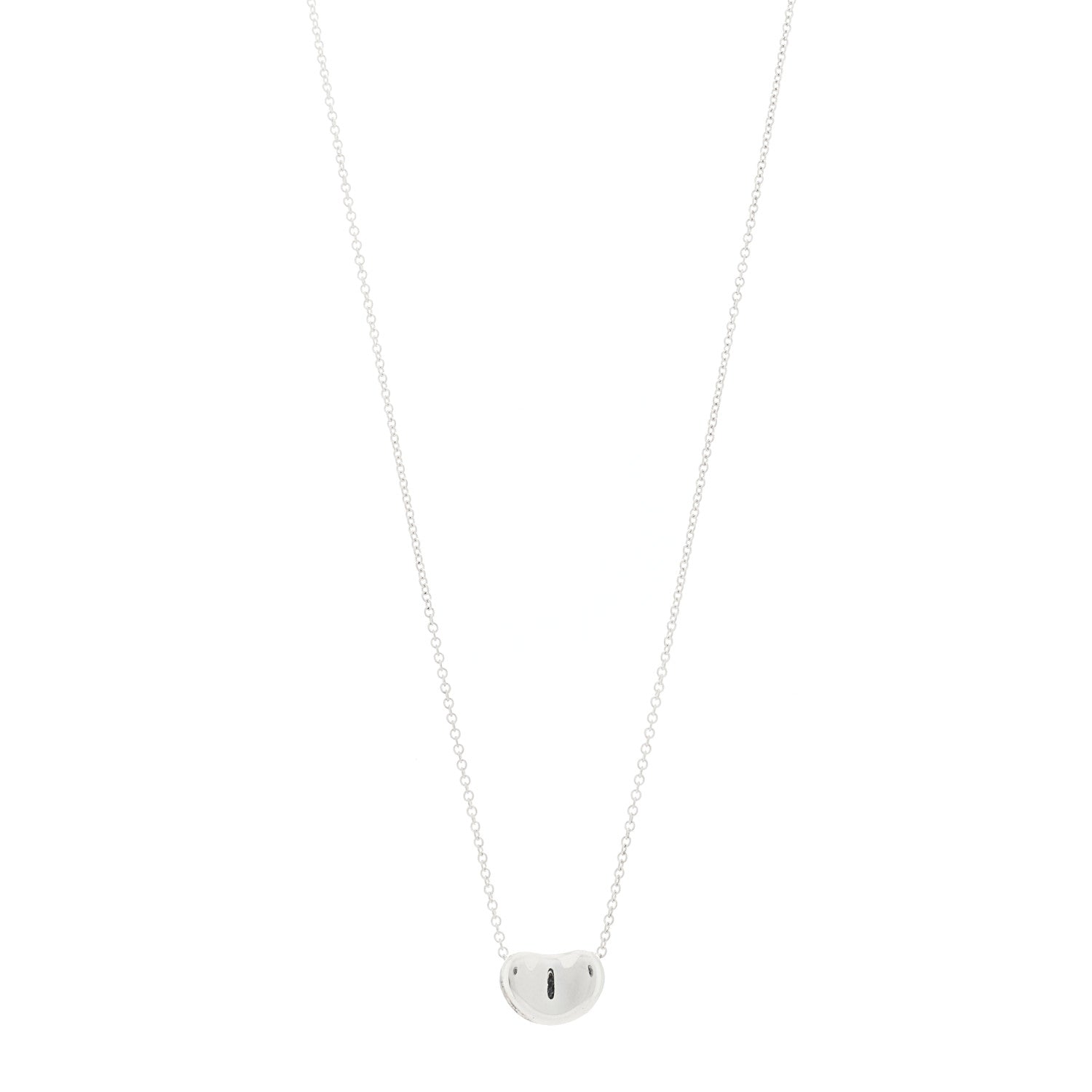 Tiffany Sterling Silver Elsa Peretti 12mm Bean Pendant Necklace 1 of 6