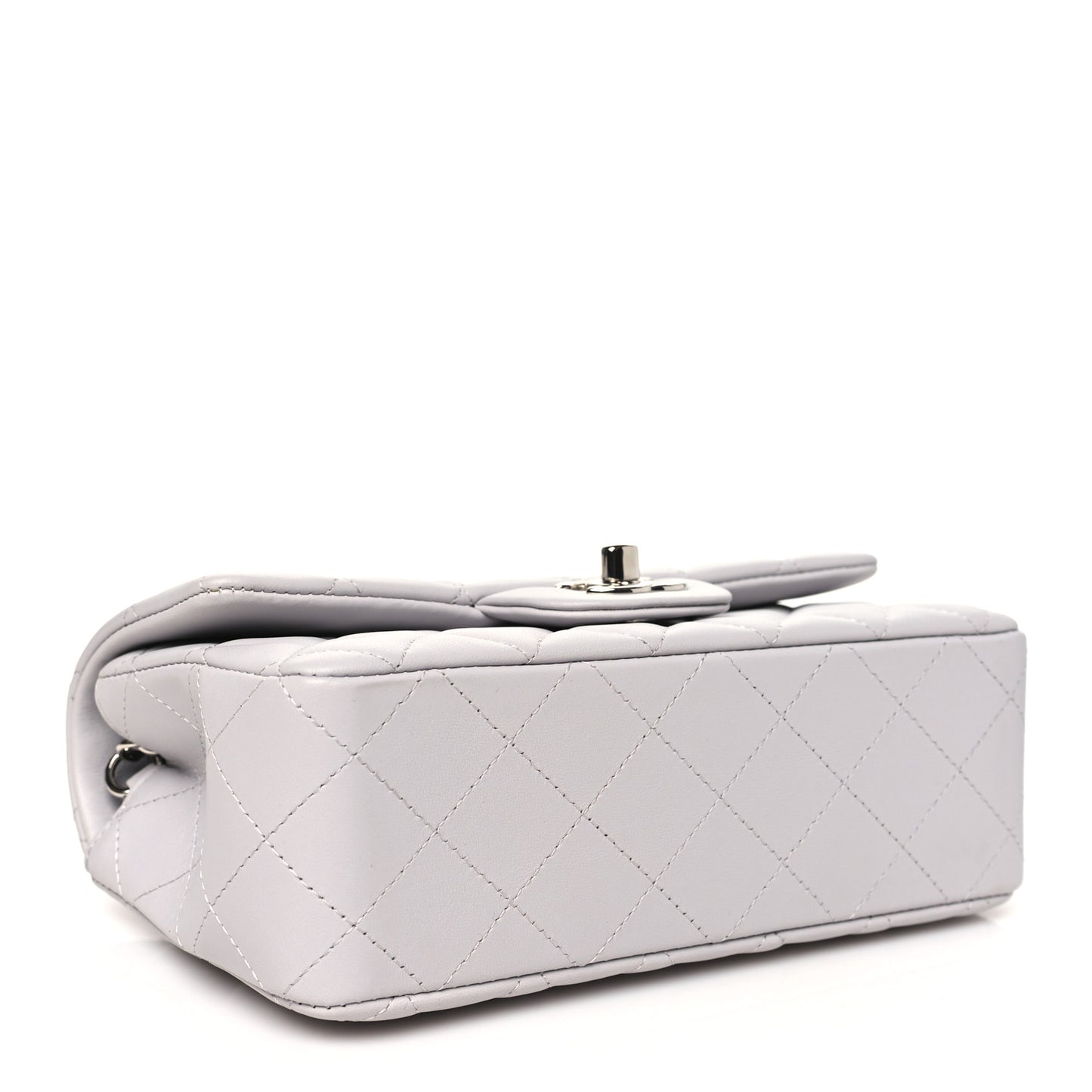 Lambskin Quilted Mini Rectangular Flap Grey
