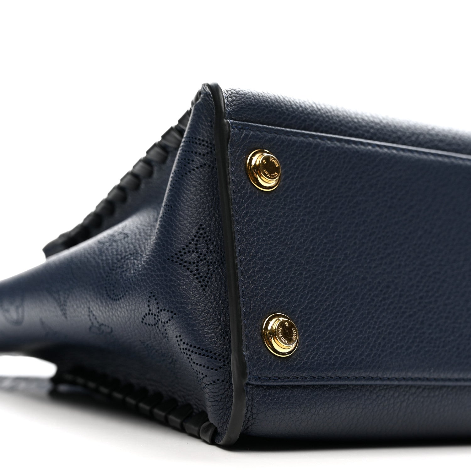 Louis Vuitton Calfskin Mahina Braided On My Side MM Navy Blue 8 of 11