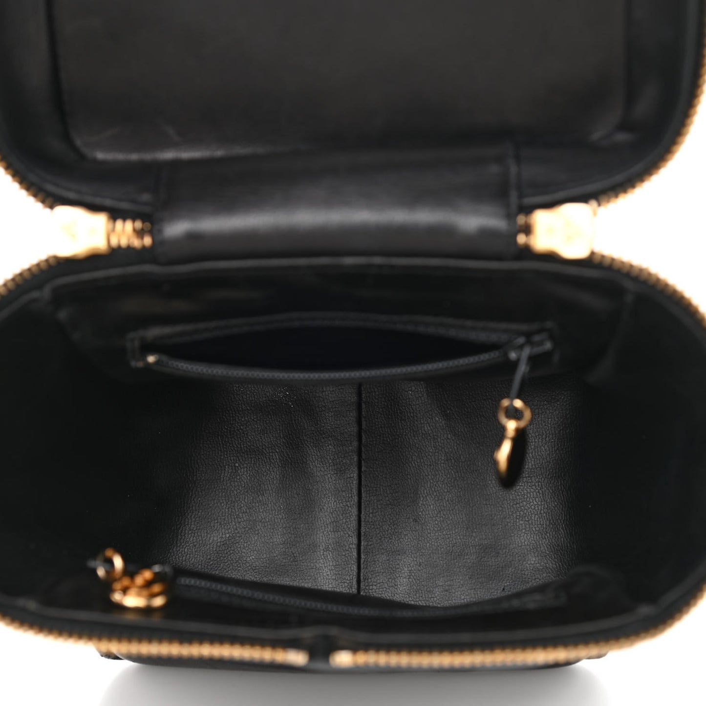 Lambskin Quilted Vanity Train Case Shoulder Bag Black
