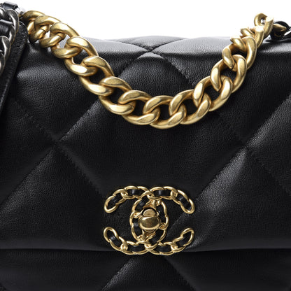 Chanel Goatskin Quilted Medium 19 Flap Black 10 of 11