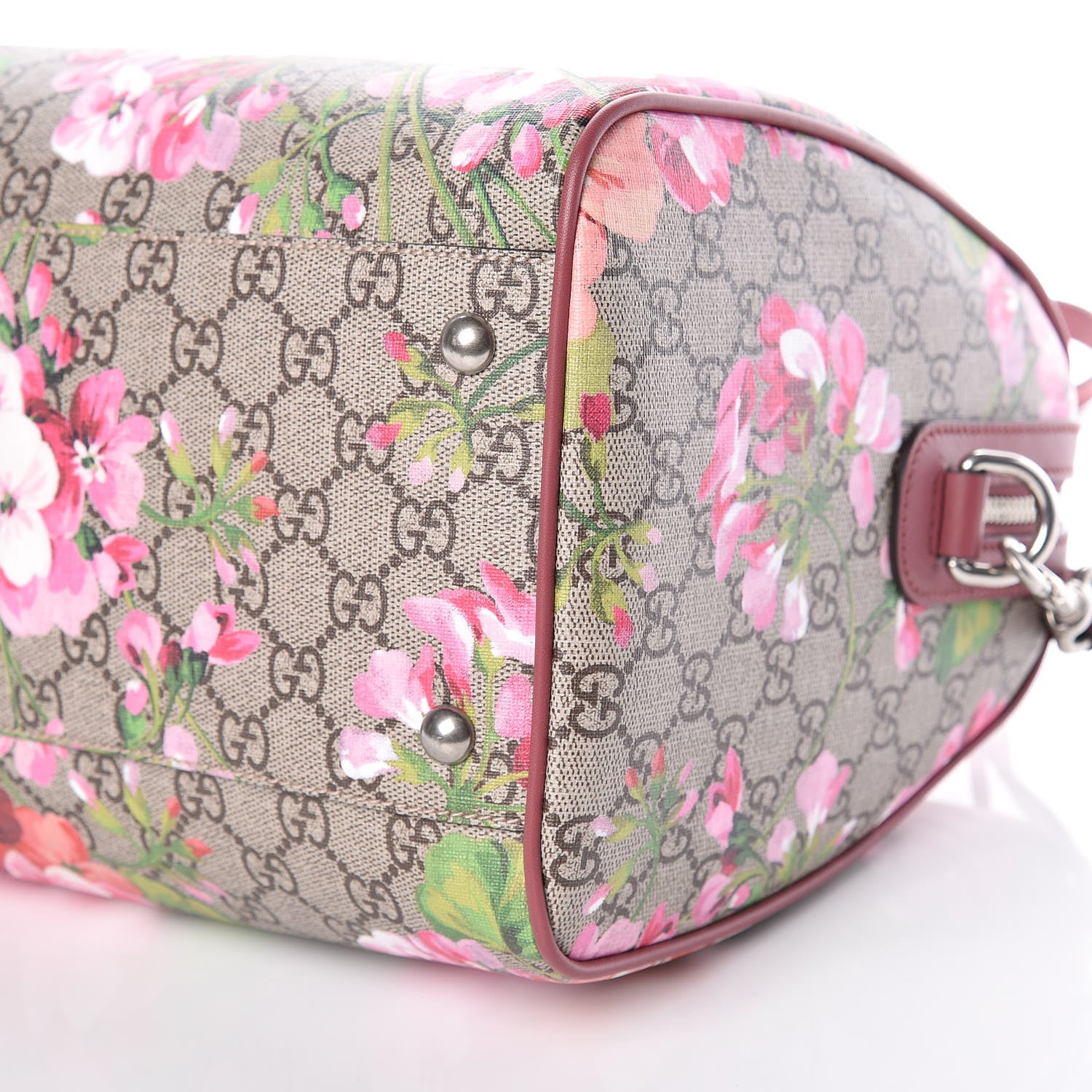 Gucci GG Supreme Monogram Blooms Medium Boston Beige Multicolor Dry Rose 9 of 9