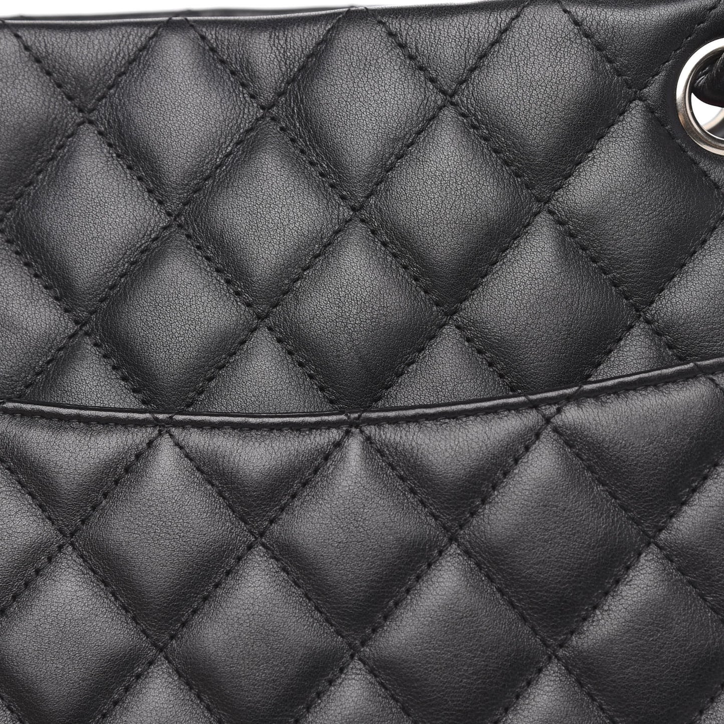 Calfskin Quilted Large Cambon Tote Black White