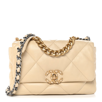 Chanel Lambskin Quilted Medium Chanel 19 Flap Beige 1 of 11