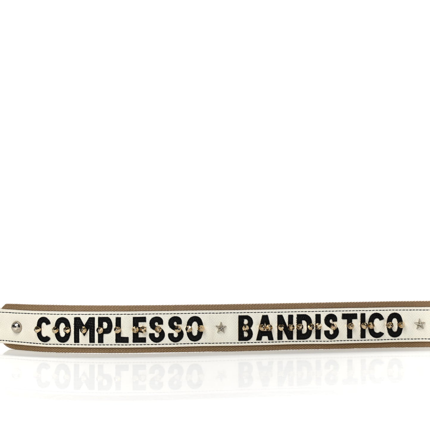 Canvas Dauphine Studded Bandistico Strap Beige White