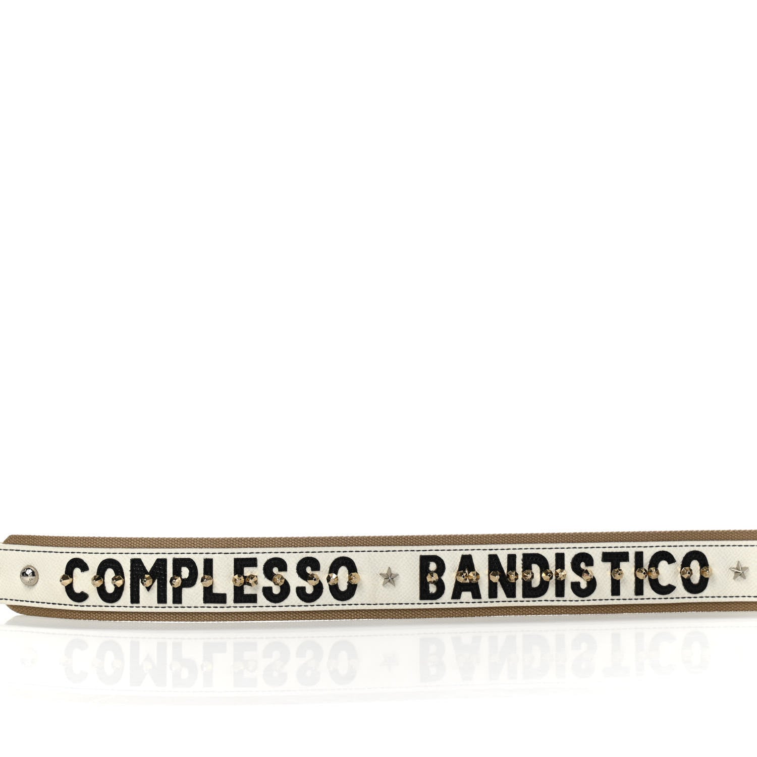 Dolce & Gabbana Canvas Dauphine Studded Bandistico Strap Beige White 3 of 8