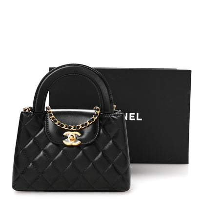 Chanel Shiny Aged Calfskin Quilted Nano Kelly Shopper Black 12 of 12