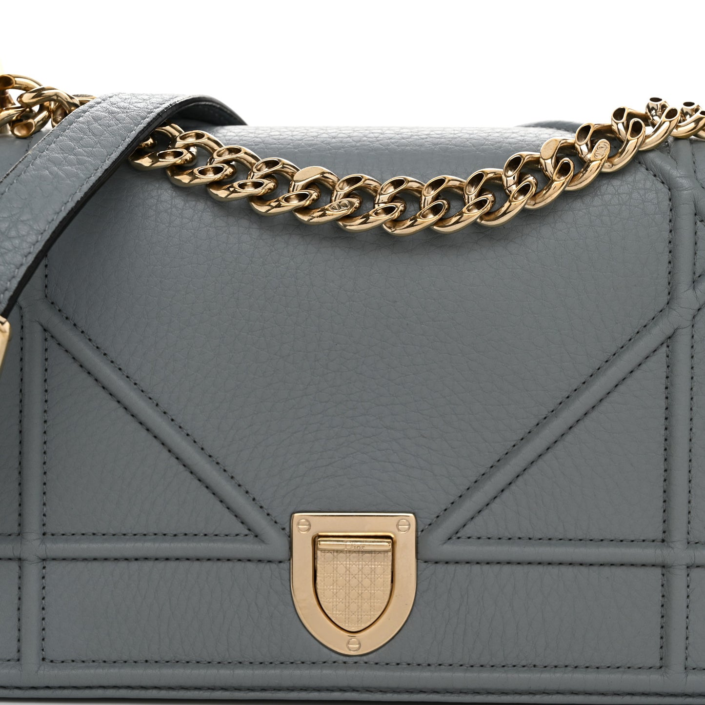 Grained Calfskin Small Diorama Flap Bag Denim
