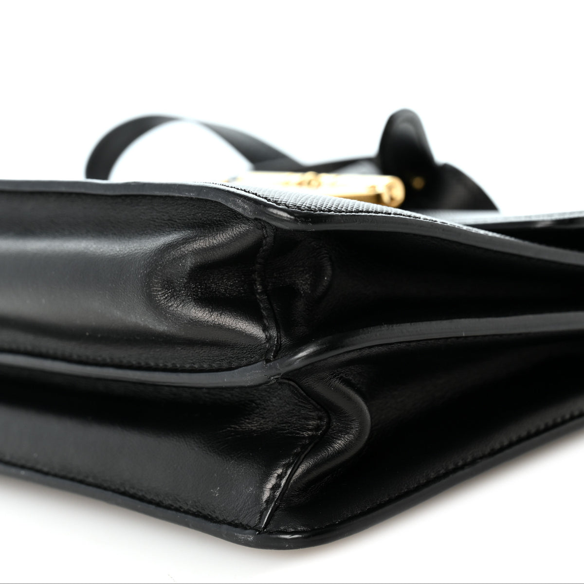 Saffiano Symbole Flap Shoulder Bag Black