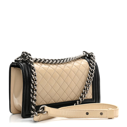 Chanel Lambskin Quilted Medium Boy Flap White Black 3 of 13