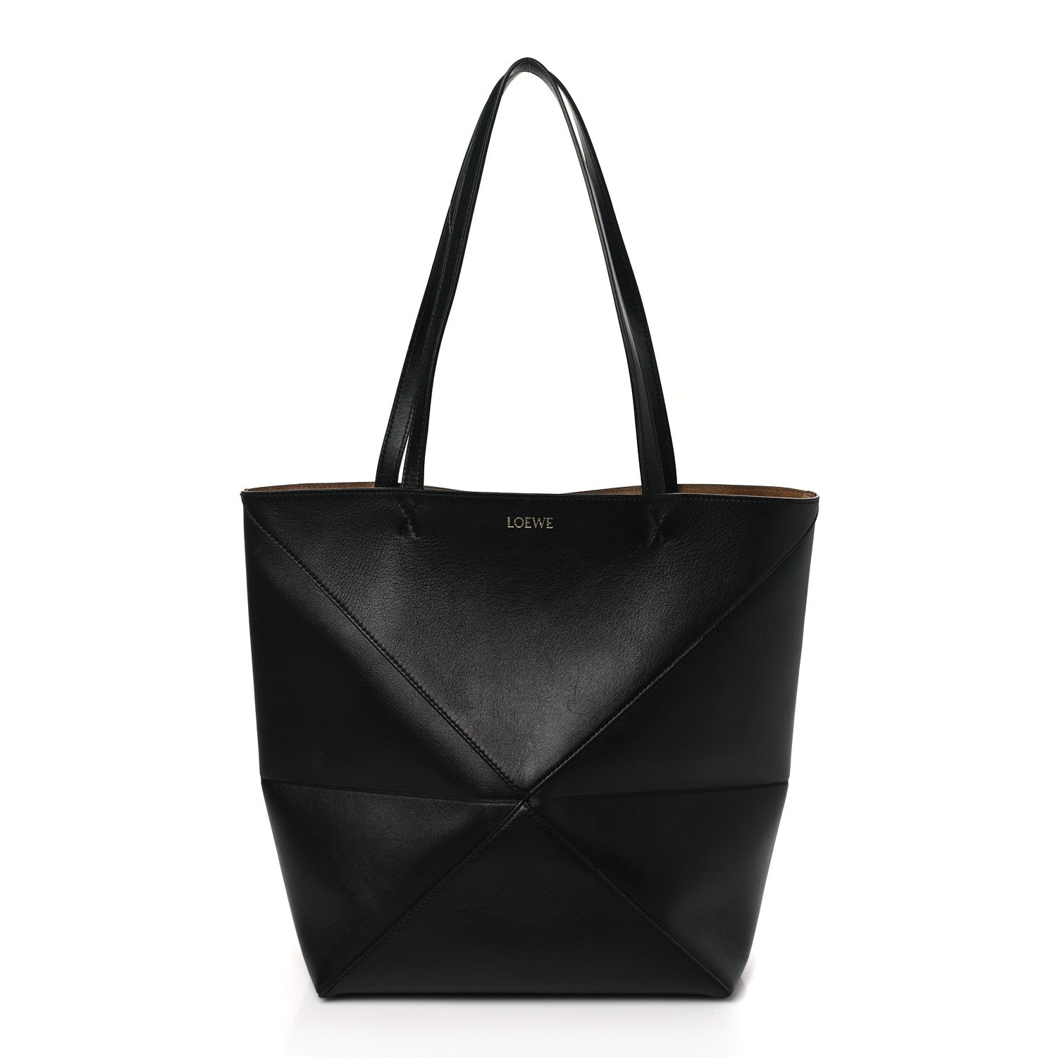 Loewe Shiny Calfskin Medium Puzzle Fold Tote Black 1 of 9