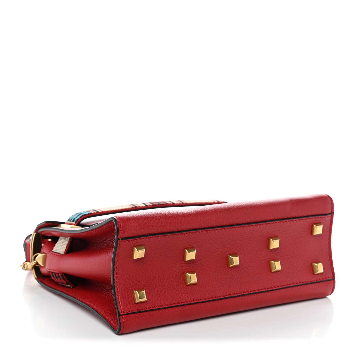 Pebbled Calfskin Beaded Small My Rockstud Frame Bag Rosso Valentino