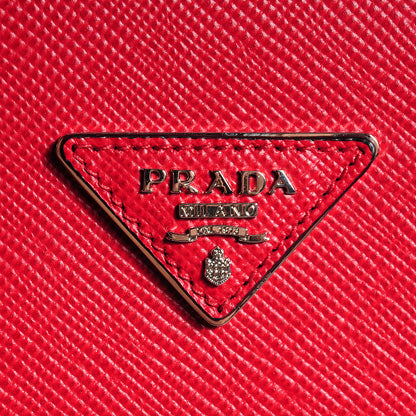 Prada Saffiano Cuir Twin Double Handle Tote Fuoco 11 of 12