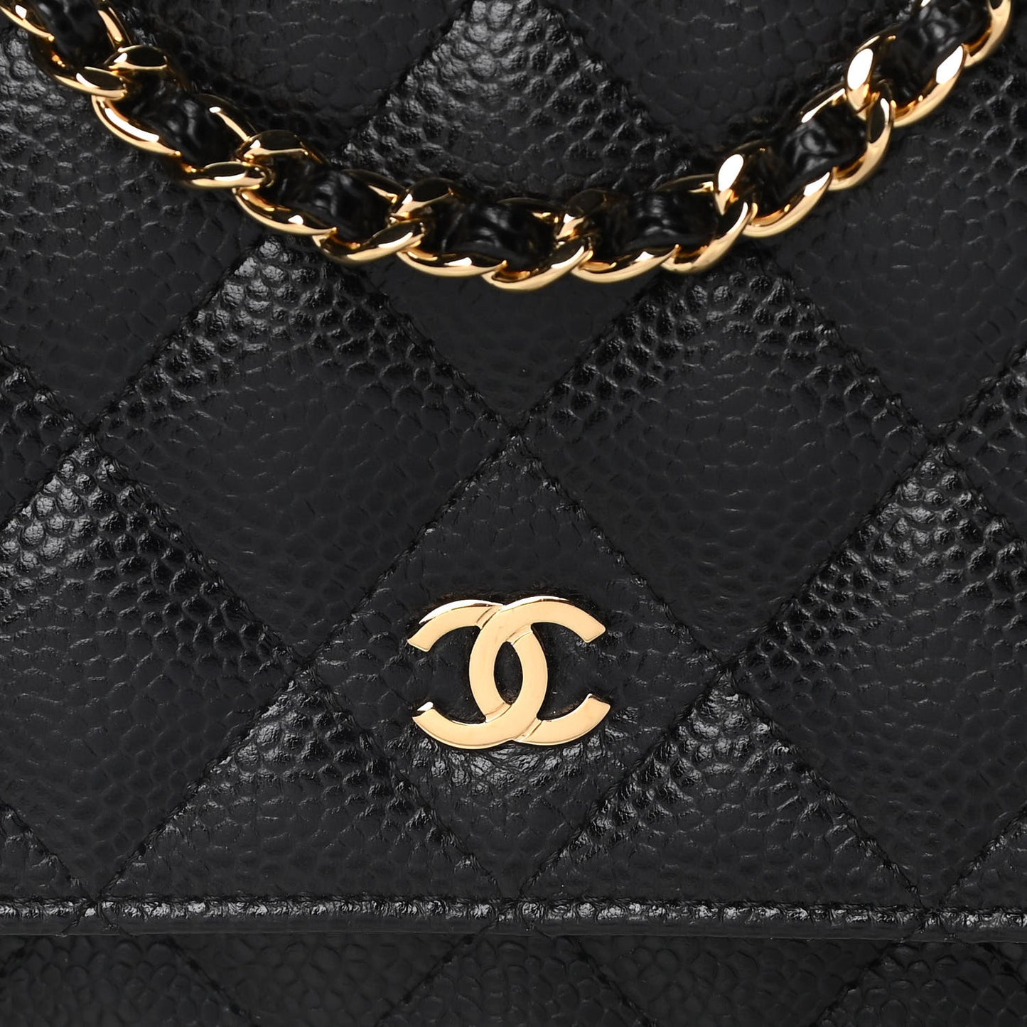 Caviar Quilted Wallet On Chain WOC Black