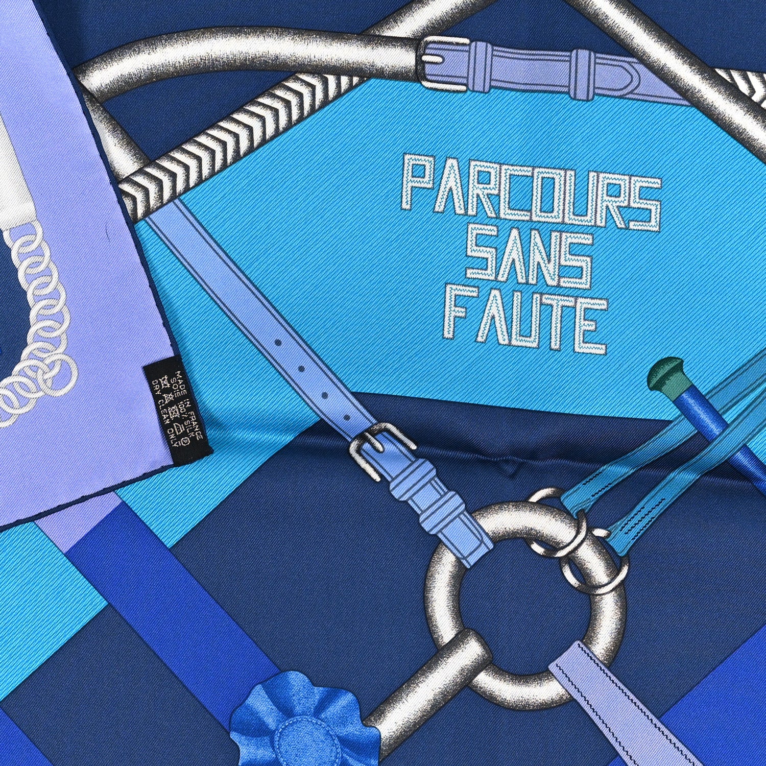 Hermes Silk Parcours Sans Faute Scarf 90 Ardoise Bleu Lagon Mauve 3 of 3