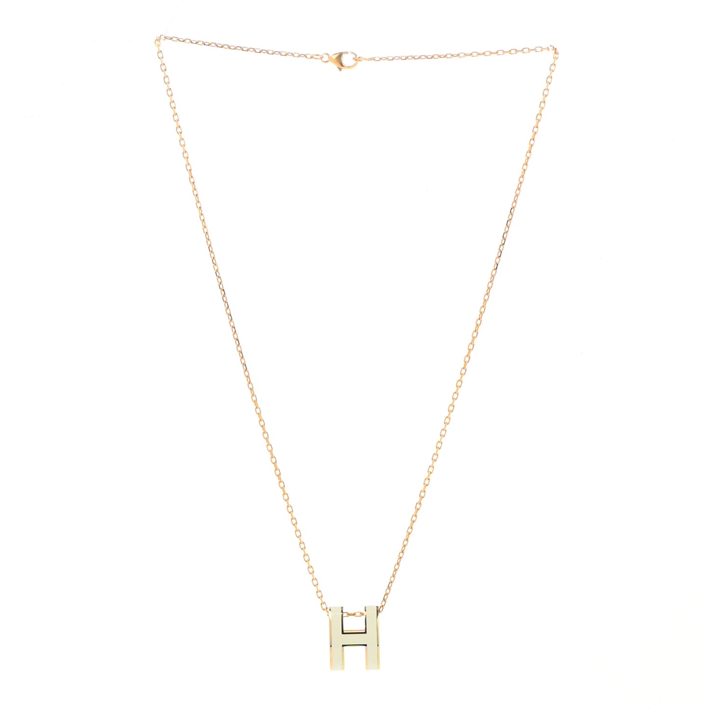 Lacquered Gold Pop H Pendant Necklace White