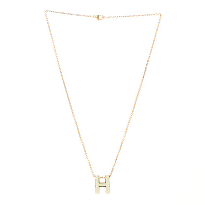 Hermes Lacquered Gold Pop H Pendant Necklace White 3 of 7