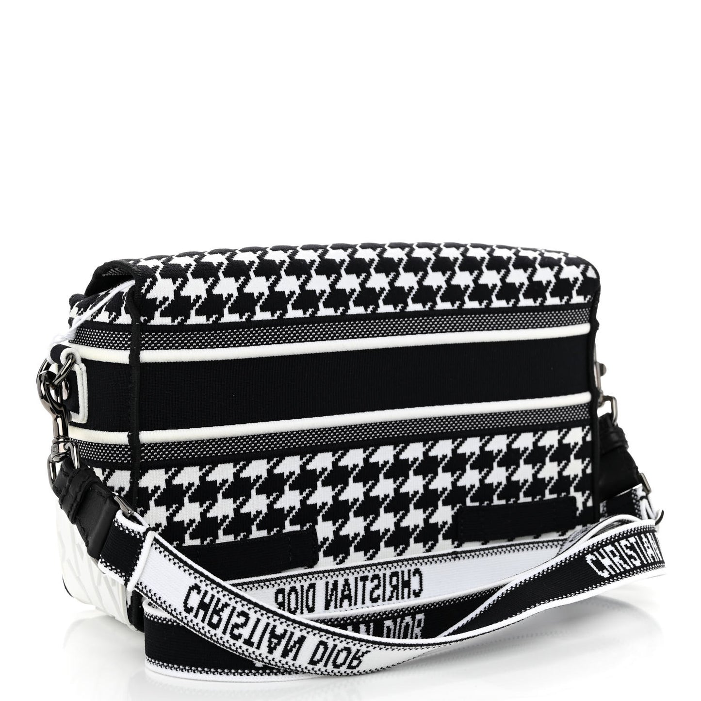 Canvas Houndstooth Embroidered Small Diorcamp Bag Black Multicolor