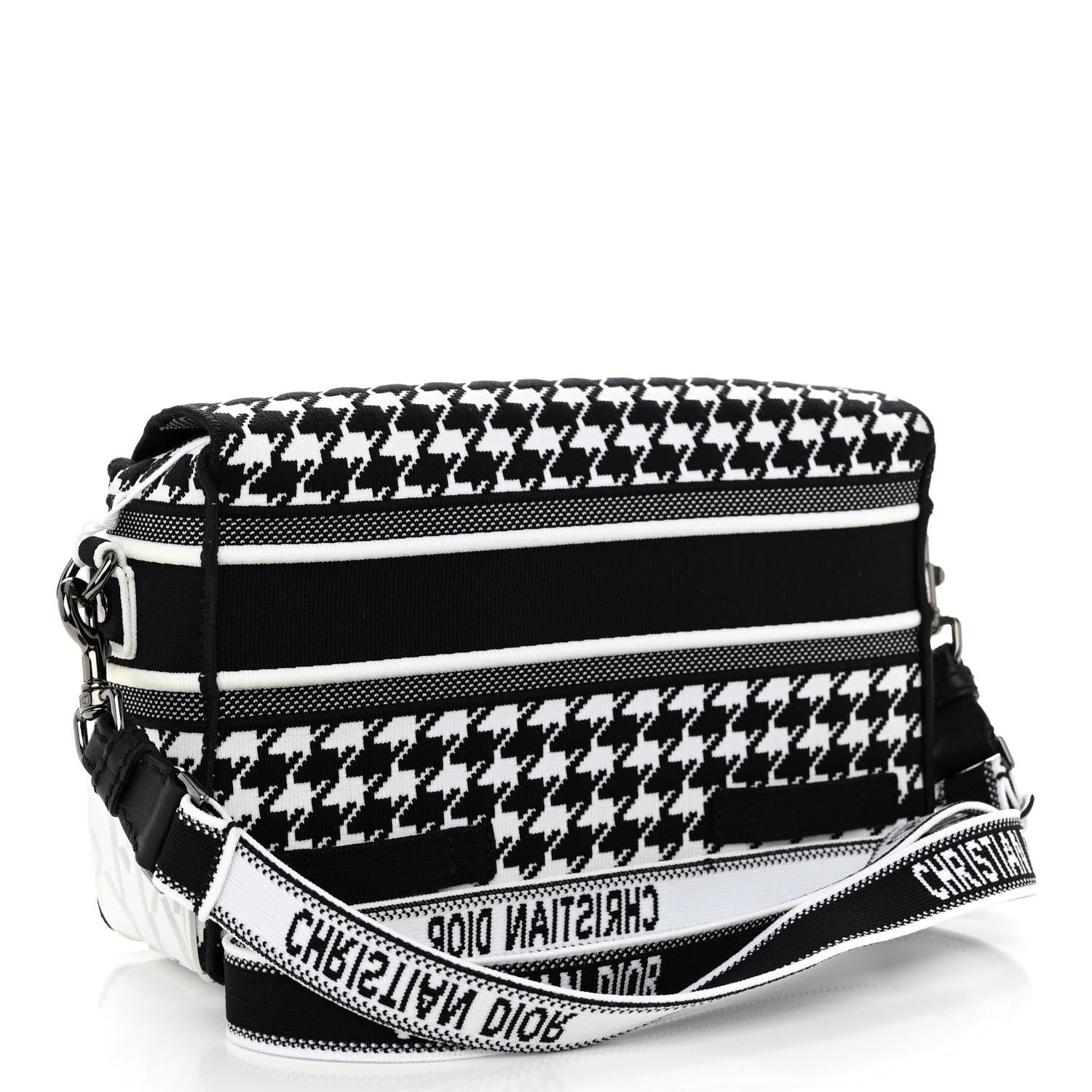 Christian Dior Canvas Houndstooth Embroidered Small Diorcamp Bag Black Multicolor 3 of 10