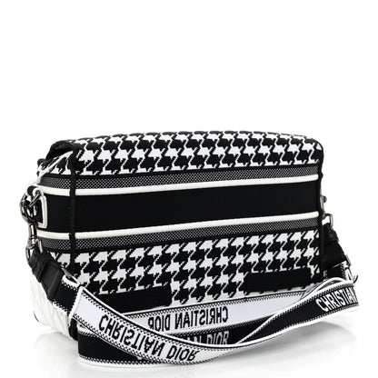 Christian Dior Canvas Houndstooth Embroidered Small Diorcamp Bag Black Multicolor 3 of 10
