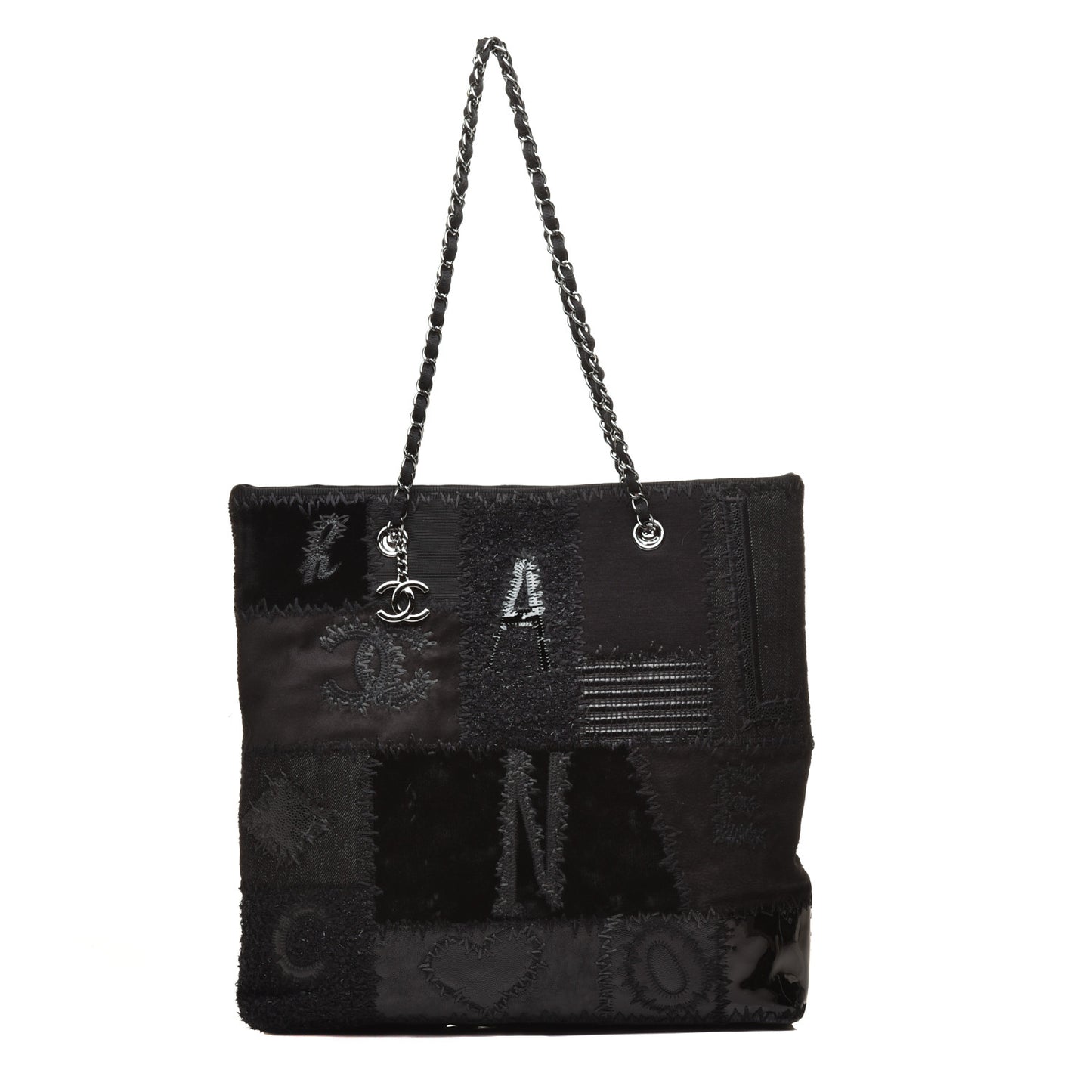 Tweed Patchwork Tote Black