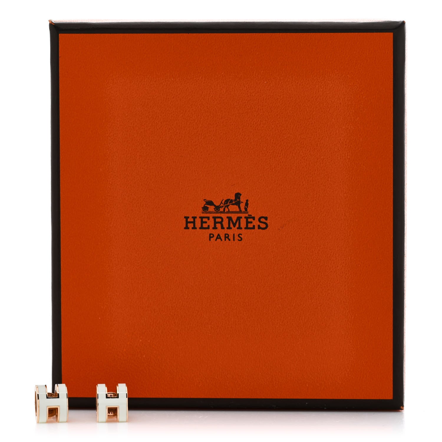 Hermes Rose Gold Lacquered Mini Pop H Earrings Vert Fizz 6 of 6