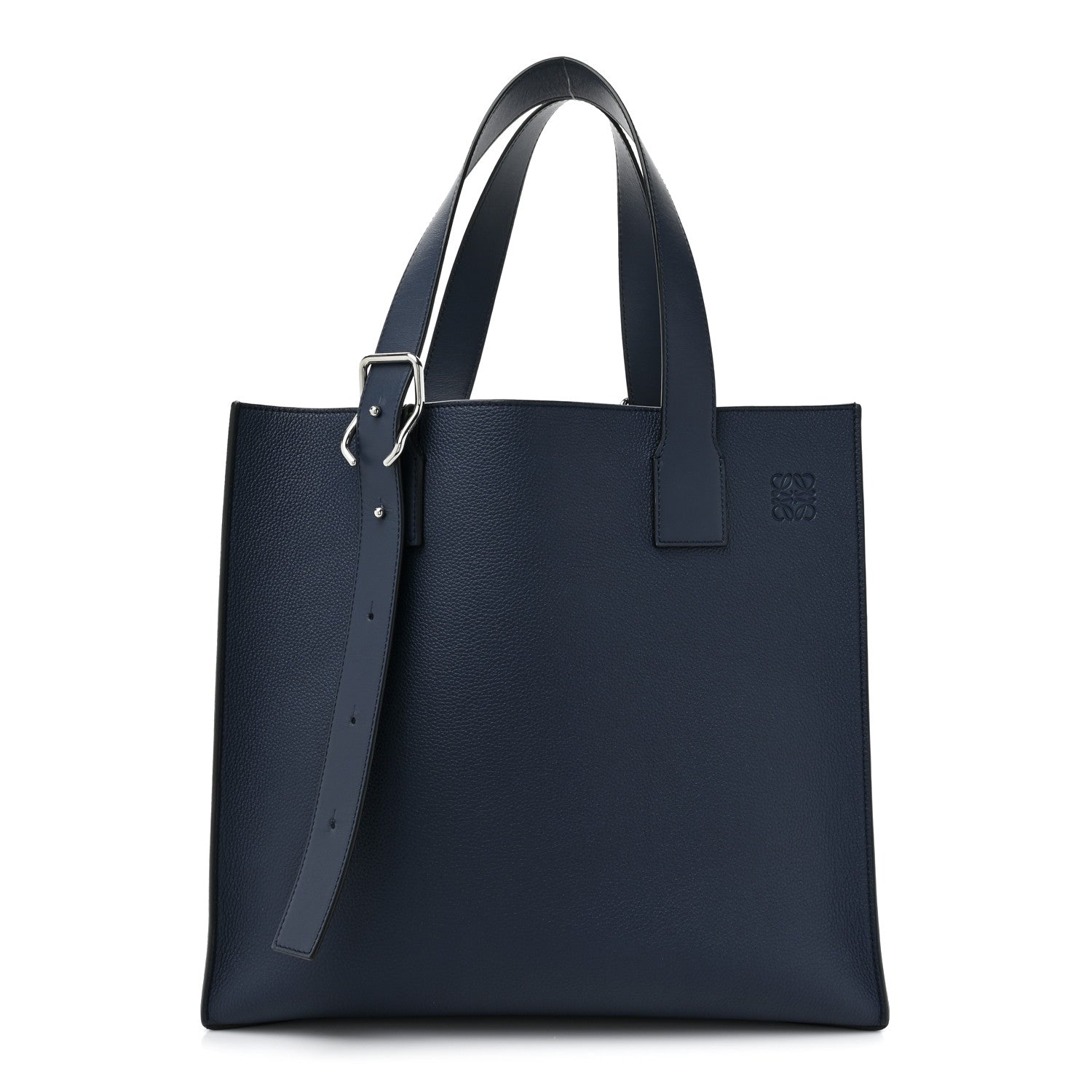 Loewe Soft Grained Calfskin Buckle Zip Tote Navy 1 of 14