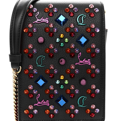 Christian Louboutin Calfskin Spikes Loubinthesky Paloma Crossbody Phone Case Black Multicolor 6 of 8