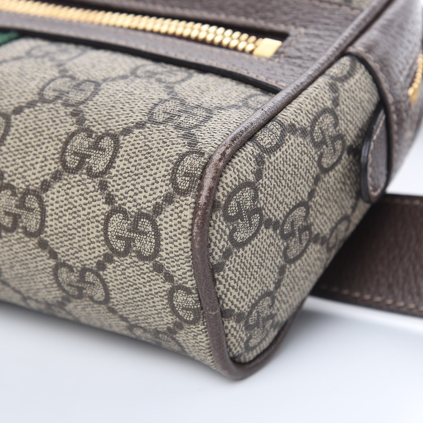 GG Supreme Monogram Web Small Ophidia Belt Bag 95 38 Dark Brown