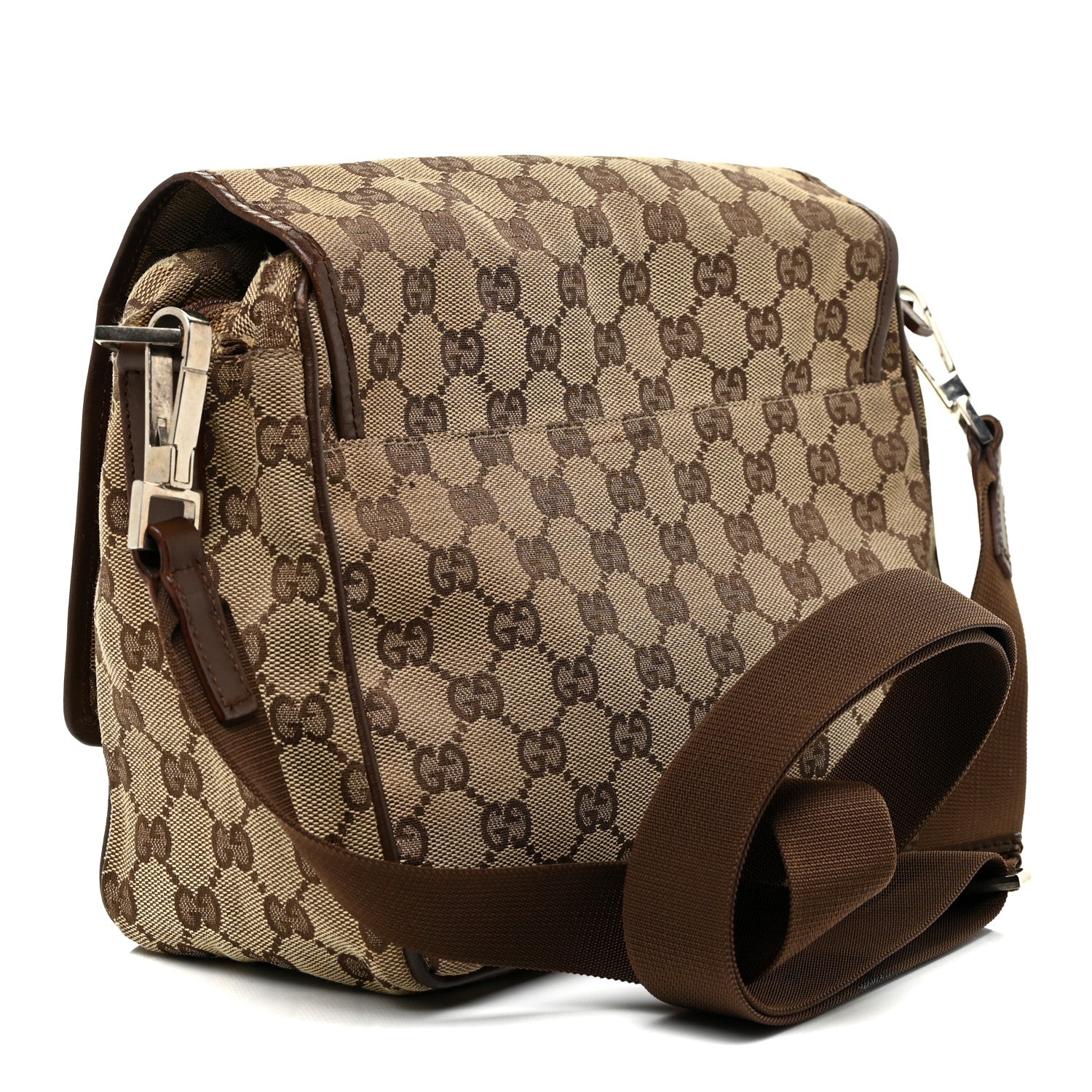 Gucci Monogram Flap Pocket Messenger Bag Beige Dark Brown 2 of 31