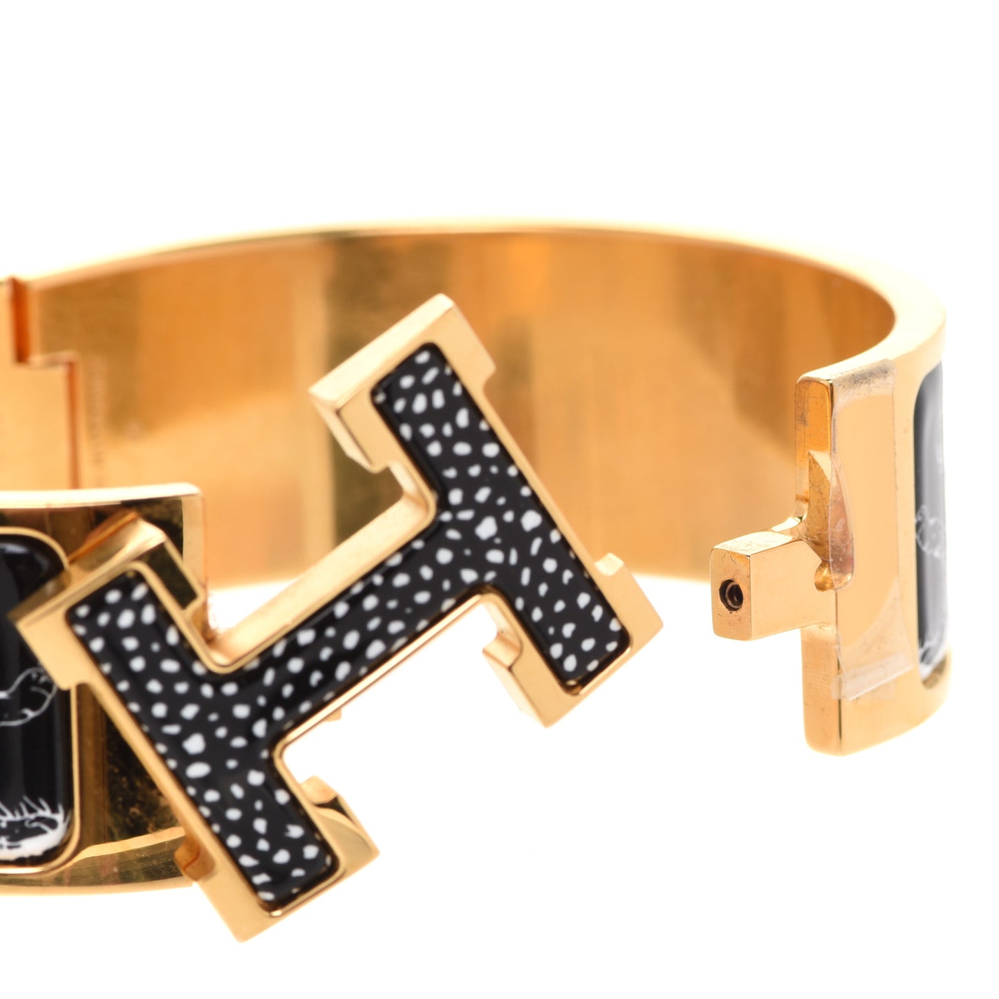 Enamel Print Guepards Wide Clic Clac H Bracelet PM Positif Negatif