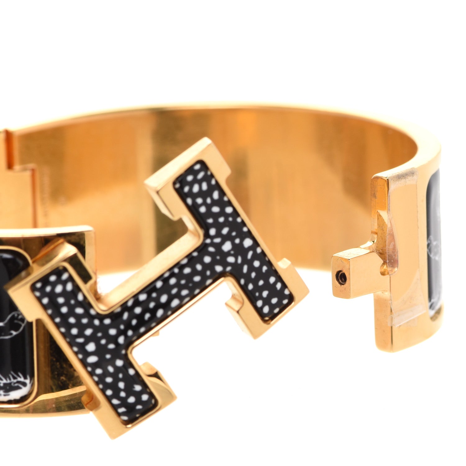 Hermes Enamel Print Guepards Wide Clic Clac H Bracelet PM Positif Negatif 5 of 8