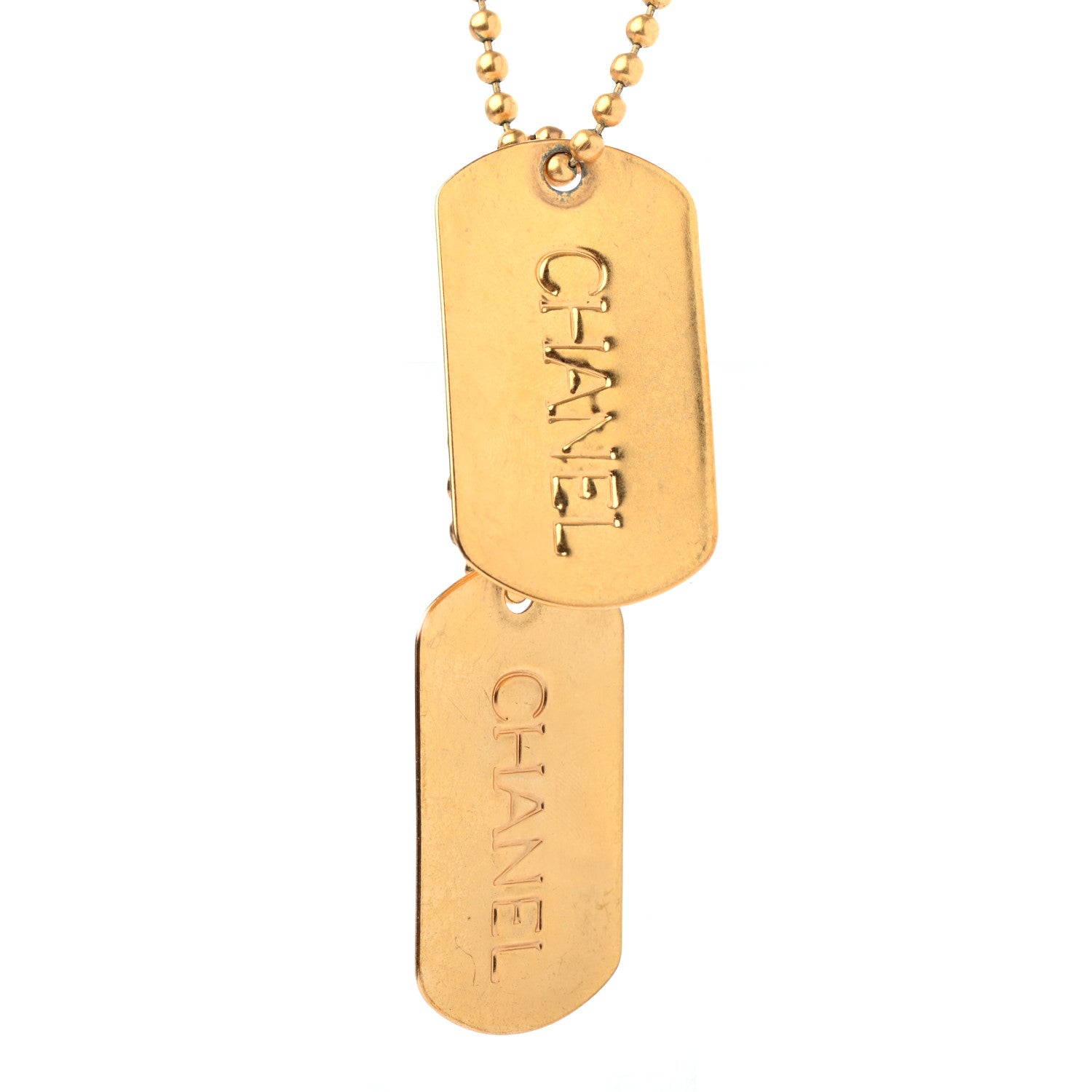 Chanel ID Dog Tag Charm Necklace Gold 4 of 5