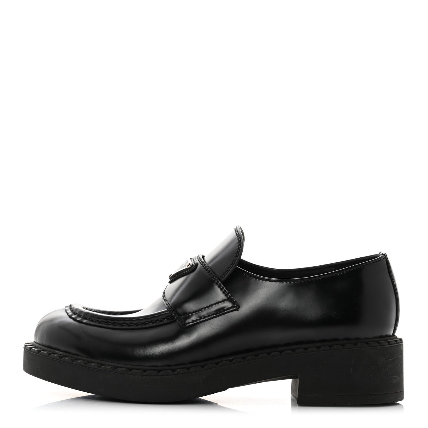 Spazzolato Metal Triangle Logo 50mm Loafers 36.5 Black